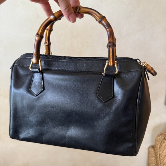 GUCCI Bamboo Top Handle Bag Black Leather | Authentic, Vintage Early 2000s - Picture 6 of 10